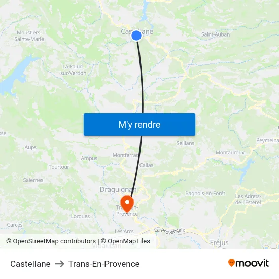 Castellane to Trans-En-Provence map