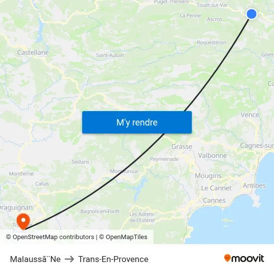 Malaussã¨Ne to Trans-En-Provence map