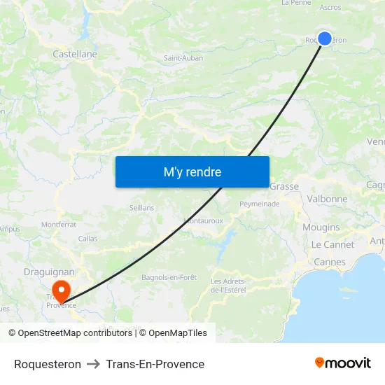 Roquesteron to Trans-En-Provence map