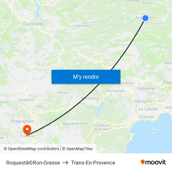 Roquestã©Ron-Grasse to Trans-En-Provence map