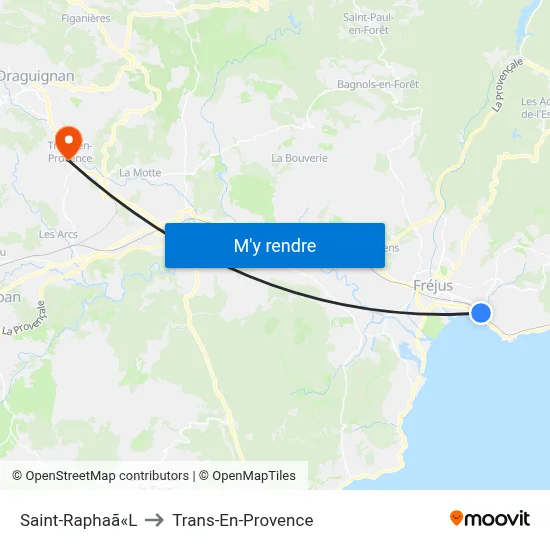 Saint-Raphaã«L to Trans-En-Provence map