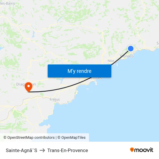 Sainte-Agnã¨S to Trans-En-Provence map