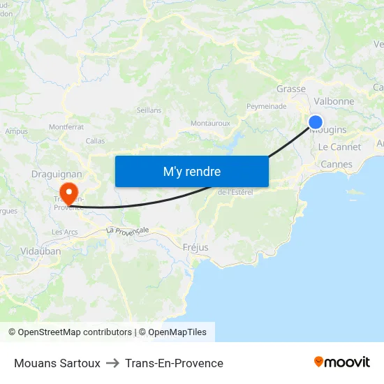 Mouans Sartoux to Trans-En-Provence map