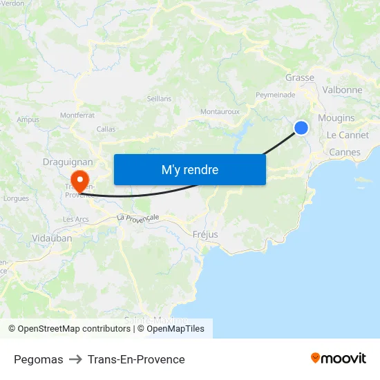 Pegomas to Trans-En-Provence map