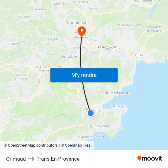 Grimaud to Trans-En-Provence map