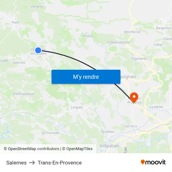 Salernes to Trans-En-Provence map