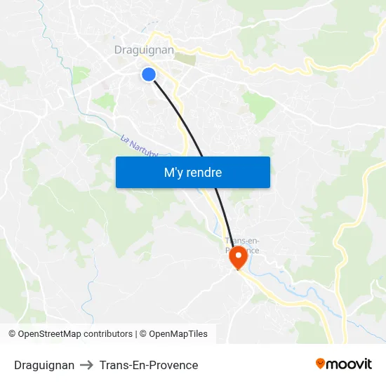 Draguignan to Trans-En-Provence map