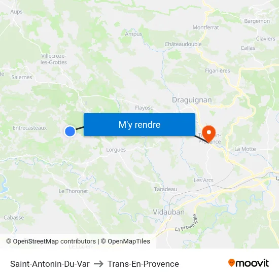 Saint-Antonin-Du-Var to Trans-En-Provence map