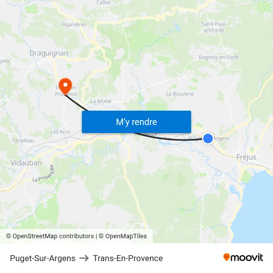Puget-Sur-Argens to Trans-En-Provence map
