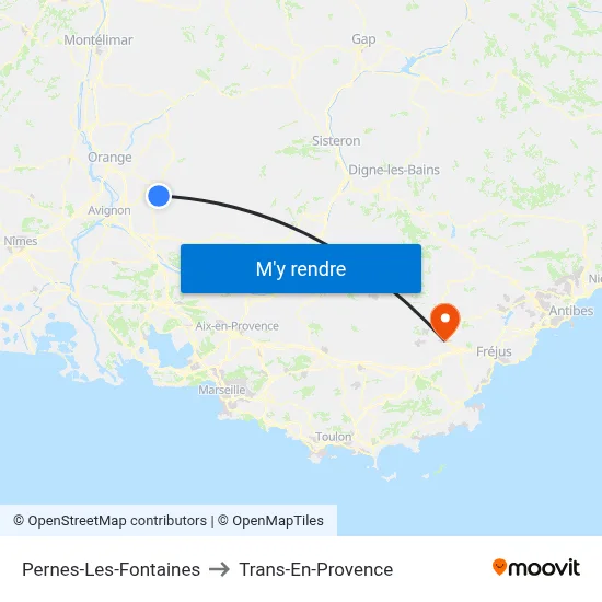 Pernes-Les-Fontaines to Trans-En-Provence map