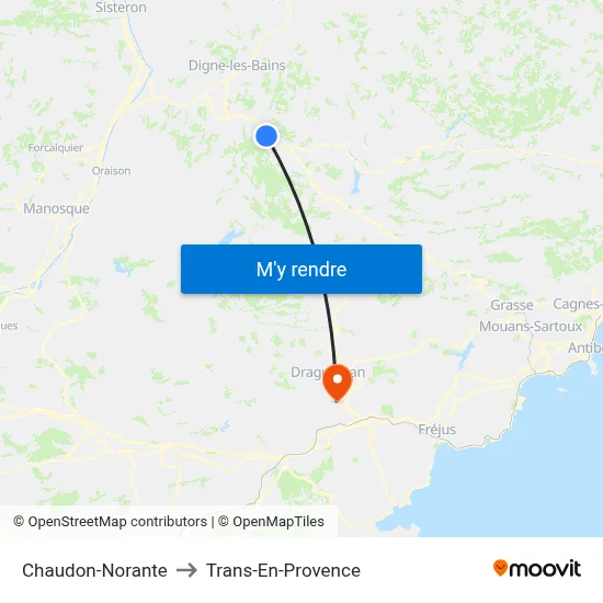 Chaudon-Norante to Trans-En-Provence map
