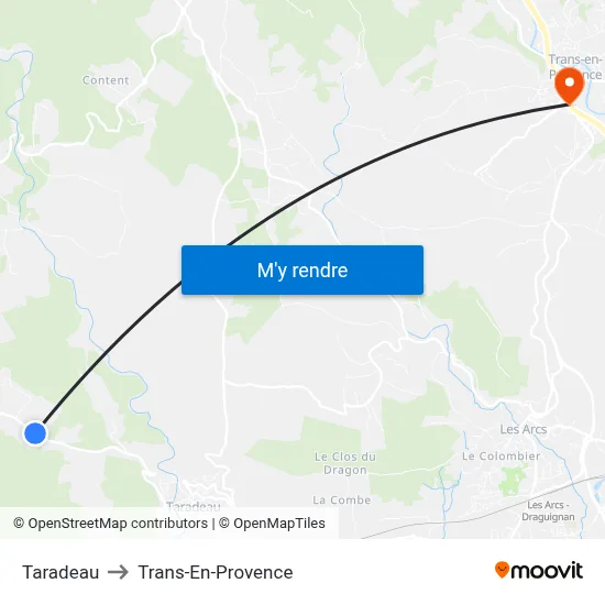 Taradeau to Trans-En-Provence map