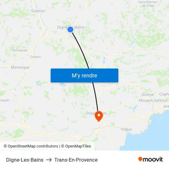 Digne-Les-Bains to Trans-En-Provence map