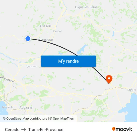 Céreste to Trans-En-Provence map