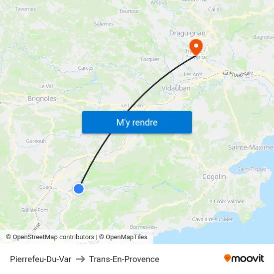 Pierrefeu-Du-Var to Trans-En-Provence map