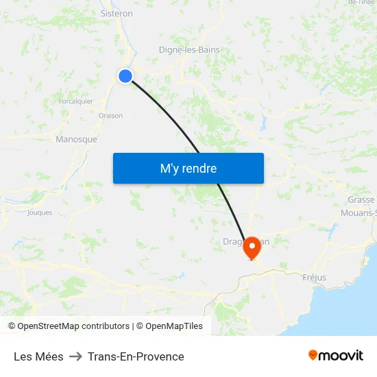 Les Mées to Trans-En-Provence map