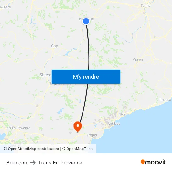 Briançon to Trans-En-Provence map