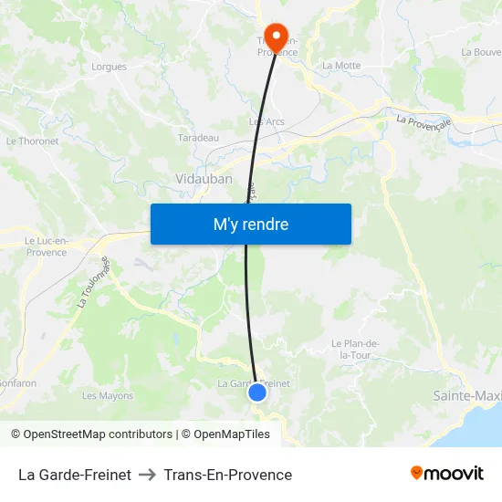 La Garde-Freinet to Trans-En-Provence map