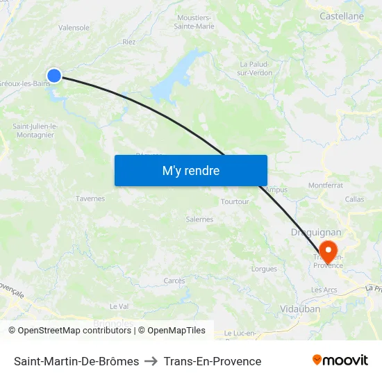 Saint-Martin-De-Brômes to Trans-En-Provence map