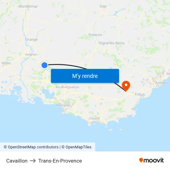 Cavaillon to Trans-En-Provence map