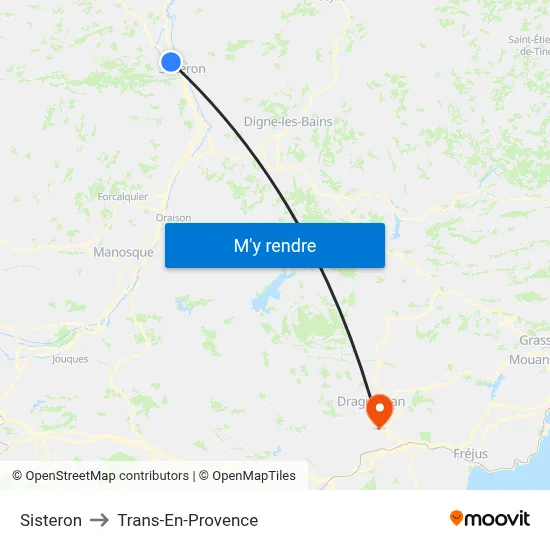 Sisteron to Trans-En-Provence map