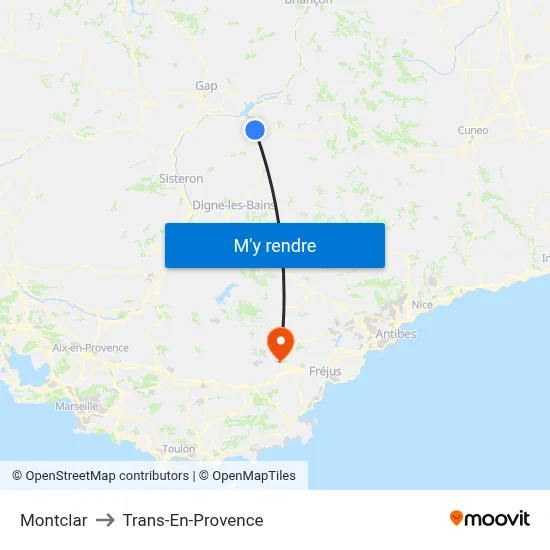 Montclar to Trans-En-Provence map