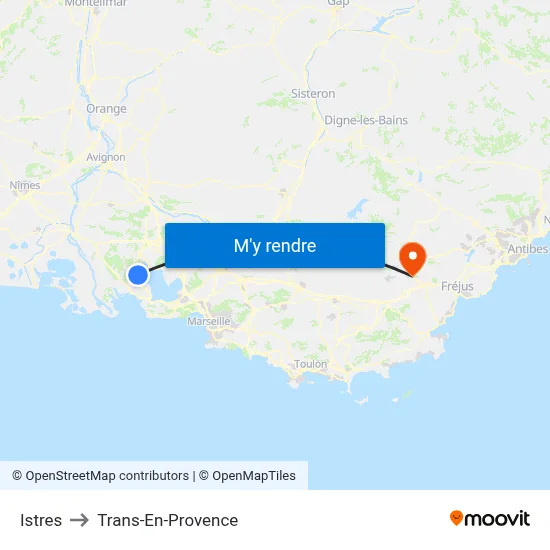 Istres to Trans-En-Provence map
