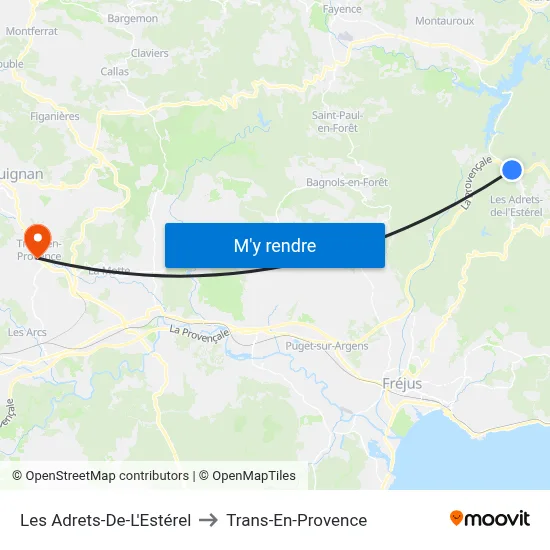 Les Adrets-De-L'Estérel to Trans-En-Provence map