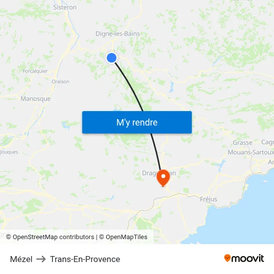 Mézel to Trans-En-Provence map