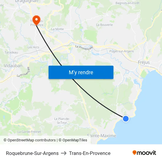 Roquebrune-Sur-Argens to Trans-En-Provence map