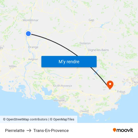 Pierrelatte to Trans-En-Provence map