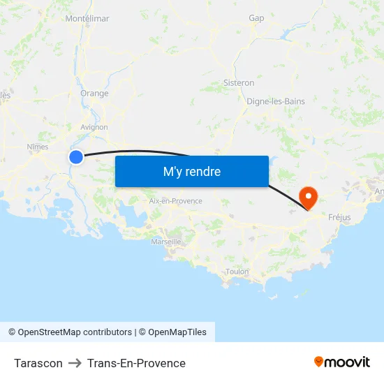 Tarascon to Trans-En-Provence map