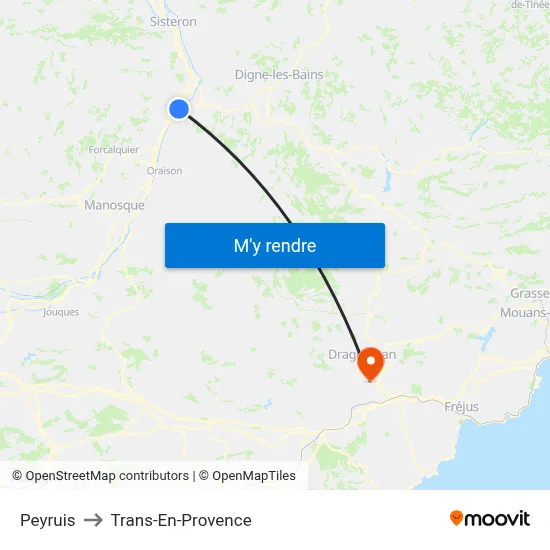 Peyruis to Trans-En-Provence map