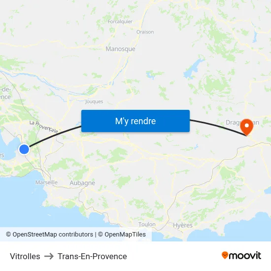 Vitrolles to Trans-En-Provence map