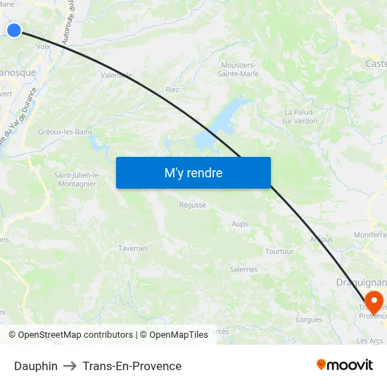 Dauphin to Trans-En-Provence map