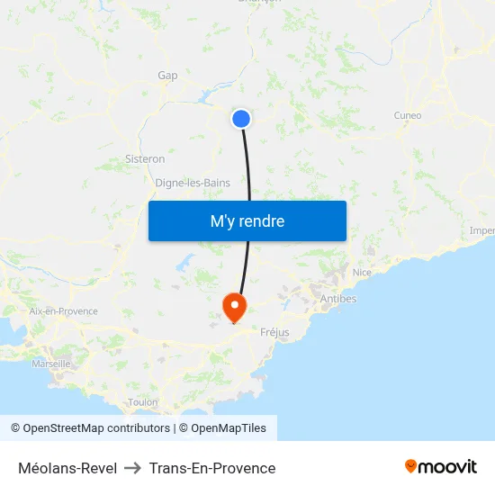 Méolans-Revel to Trans-En-Provence map