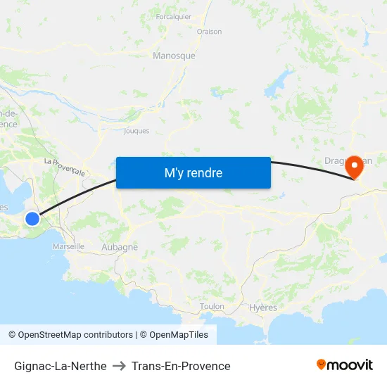 Gignac-La-Nerthe to Trans-En-Provence map