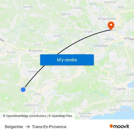 Belgentier to Trans-En-Provence map