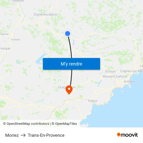 Moriez to Trans-En-Provence map