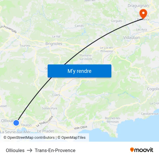 Ollioules to Trans-En-Provence map