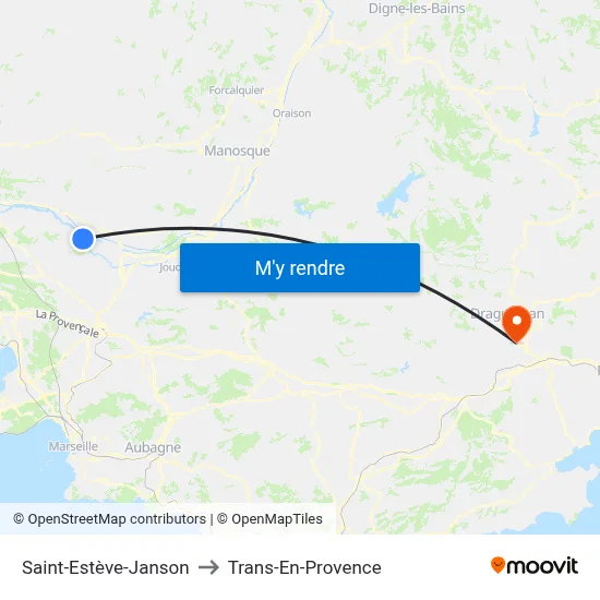 Saint-Estève-Janson to Trans-En-Provence map
