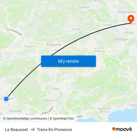 Le Beausset to Trans-En-Provence map