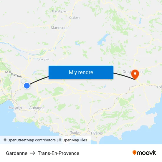Gardanne to Trans-En-Provence map