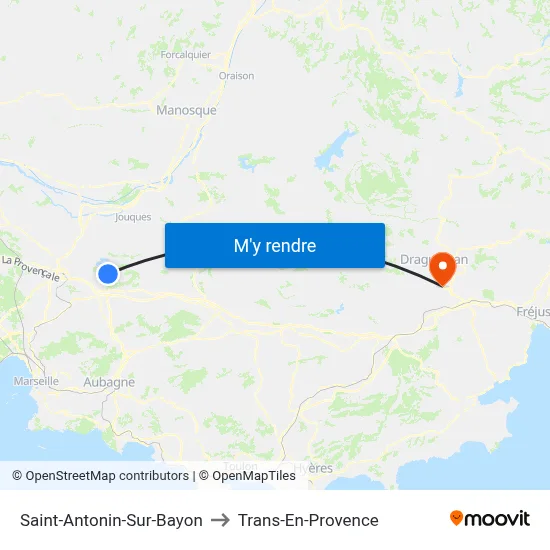 Saint-Antonin-Sur-Bayon to Trans-En-Provence map