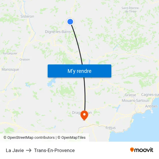 La Javie to Trans-En-Provence map