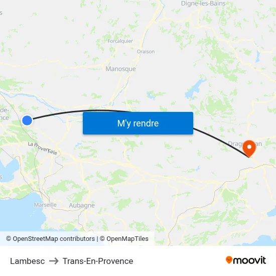 Lambesc to Trans-En-Provence map