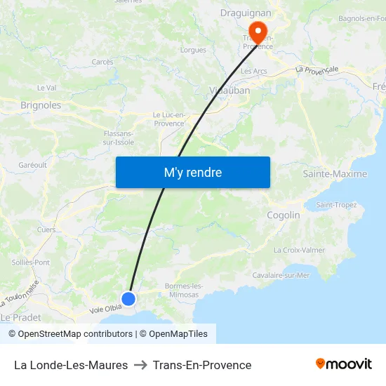 La Londe-Les-Maures to Trans-En-Provence map