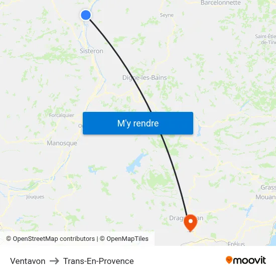 Ventavon to Trans-En-Provence map