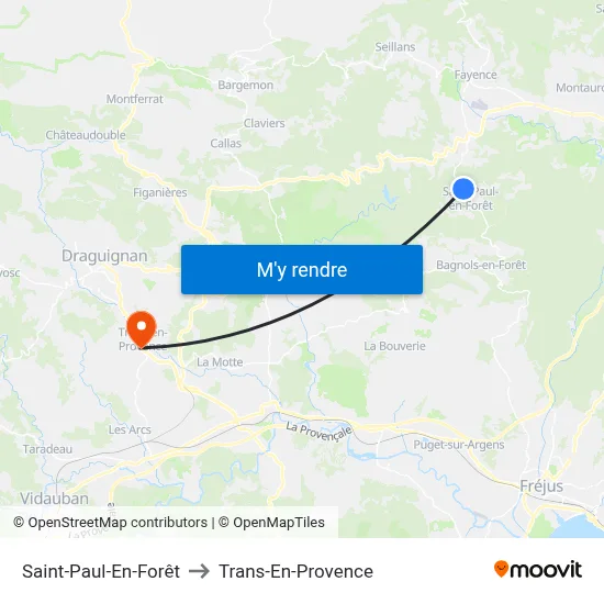 Saint-Paul-En-Forêt to Trans-En-Provence map