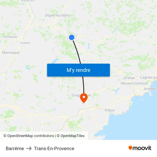 Barrême to Trans-En-Provence map